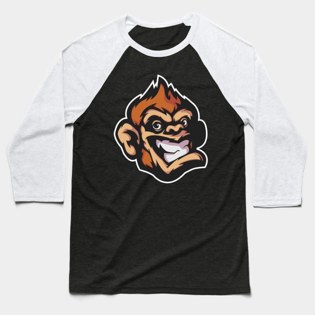 Happy Monkey Face Baseball T-Shirt by WorldOfArt